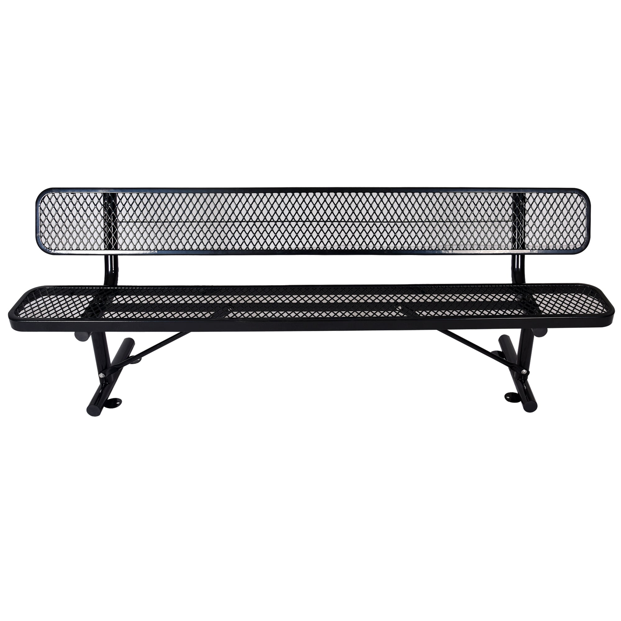 8 ft Outdoor Steel Bench with Backrest