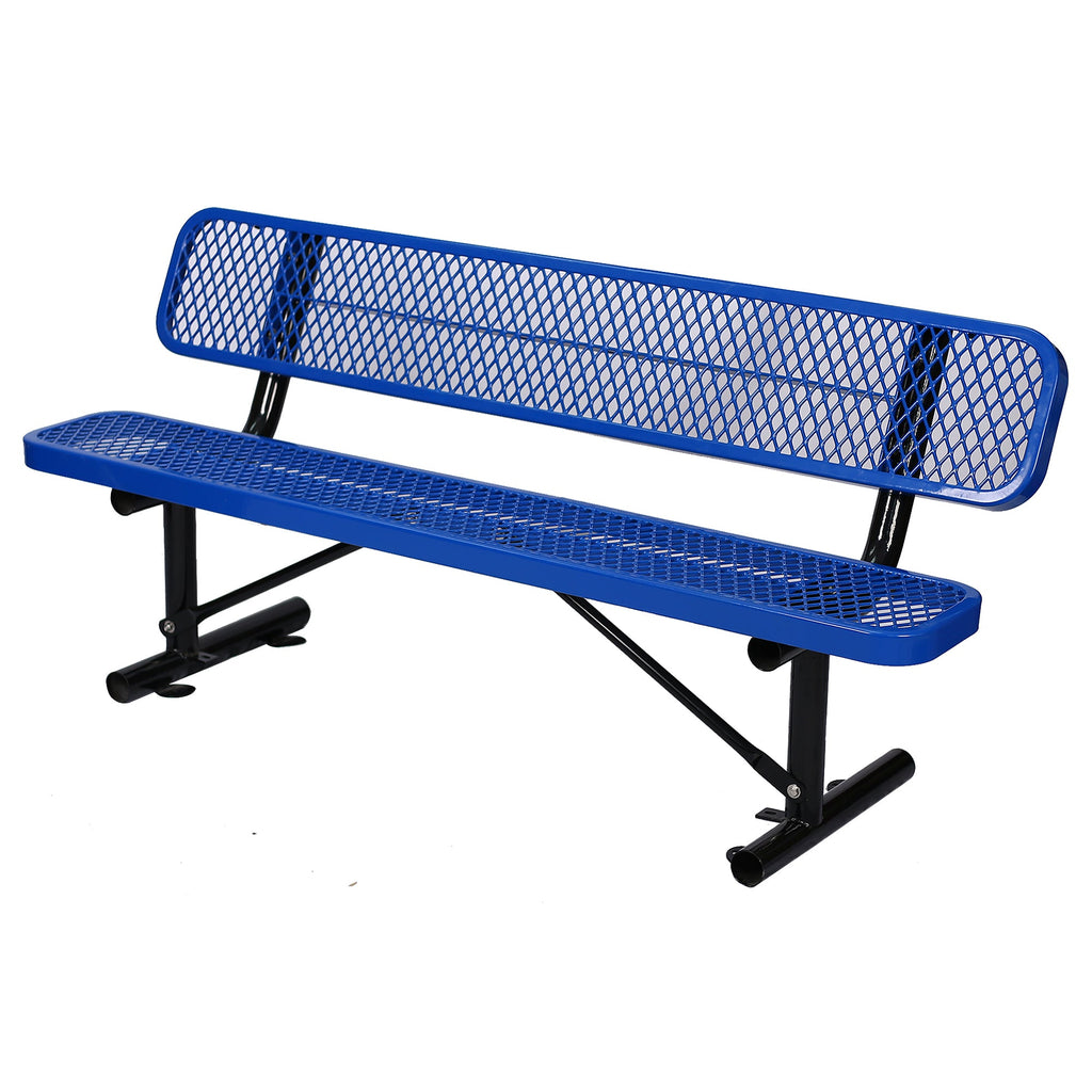 6 ft. Outdoor Steel Bench with Backrest