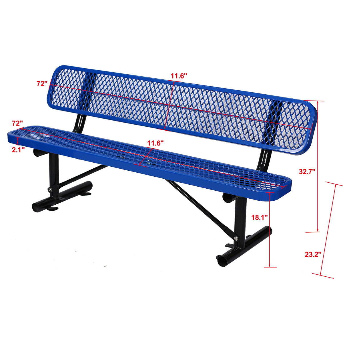 6 ft. Outdoor Steel Bench with Backrest