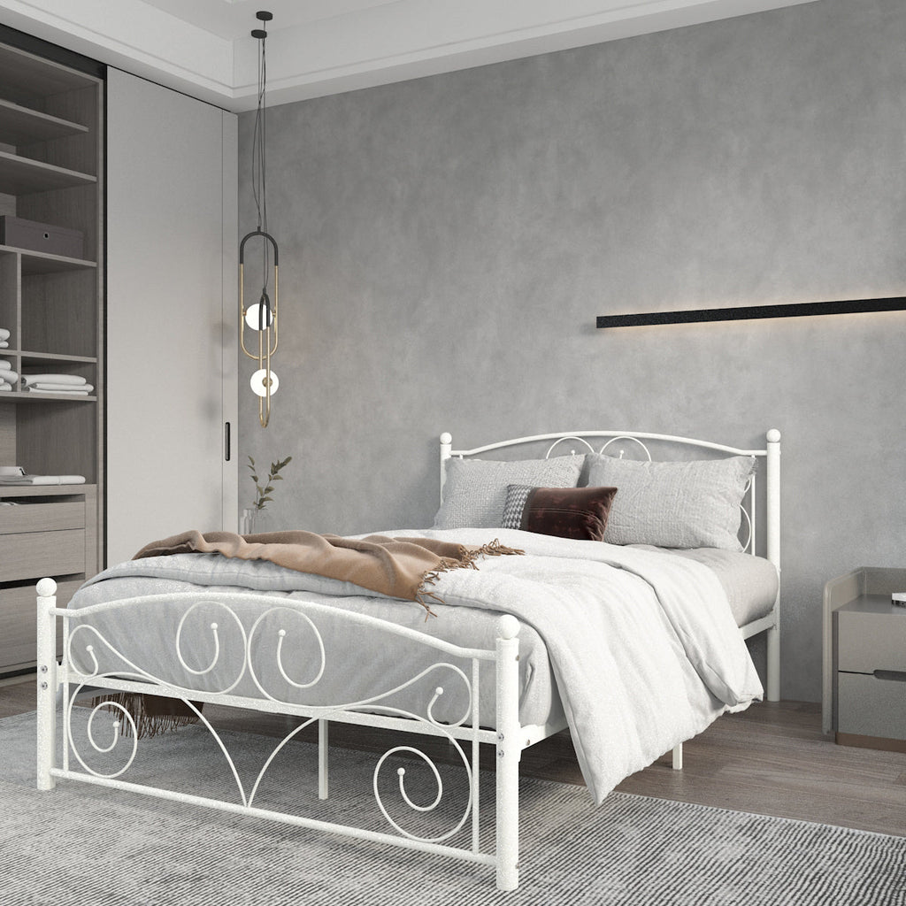 Full Size Unique Flower Sturdy System Metal Bed Frame