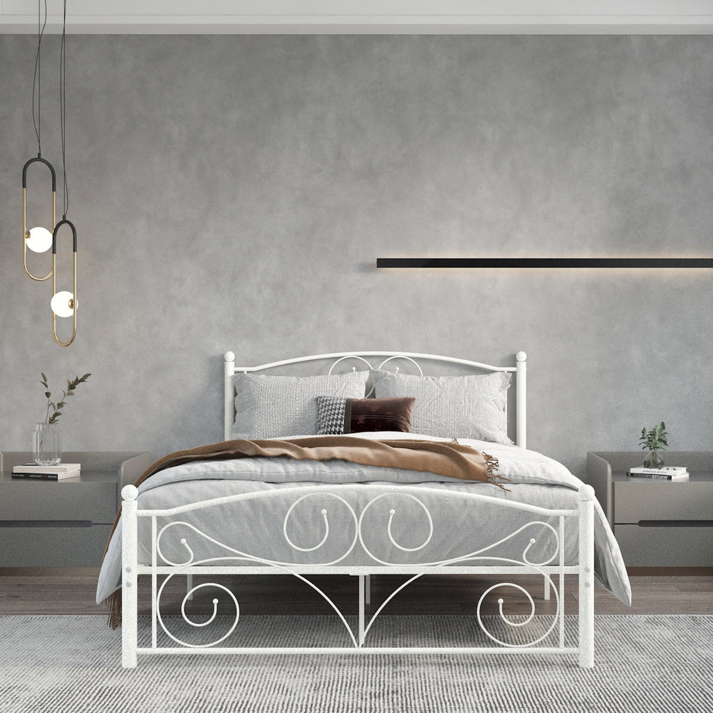 Full Size Unique Flower Sturdy System Metal Bed Frame