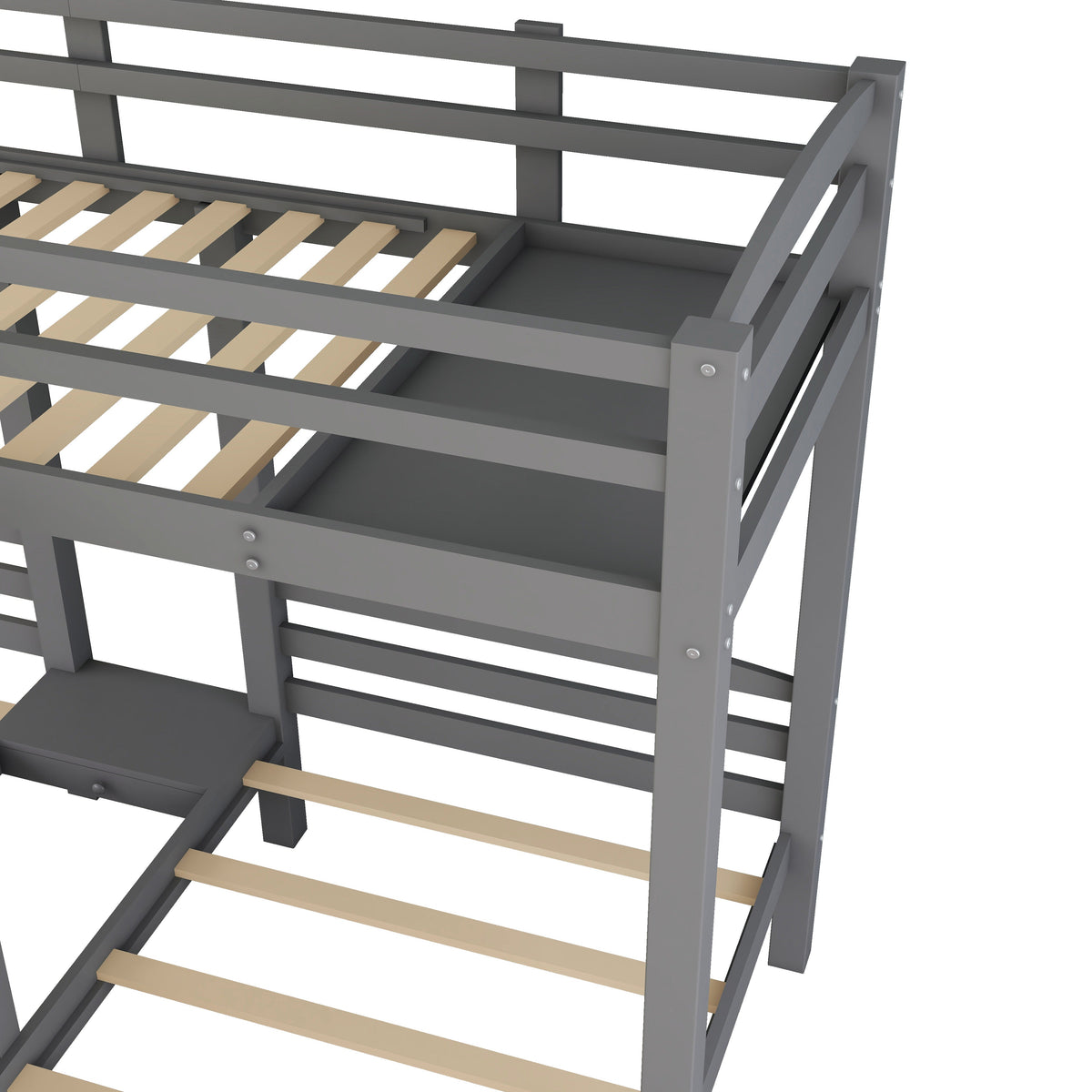 Twin Over Twin Bunk Bed with Built-in Staircase and Storage Drawer