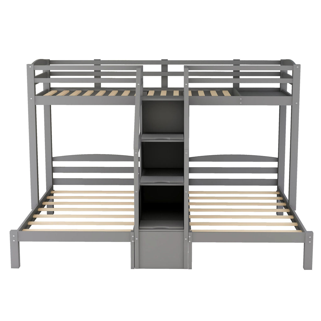 Twin Over Twin Bunk Bed with Built-in Staircase and Storage Drawer