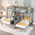 Twin Over Twin Bunk Bed with Built-in Staircase and Storage Drawer