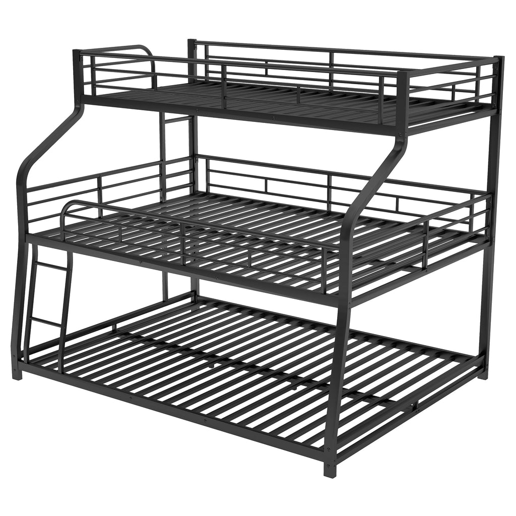 Twin XL/Full XL/Queen Triple Bunk Bed with Long and Short Ladder