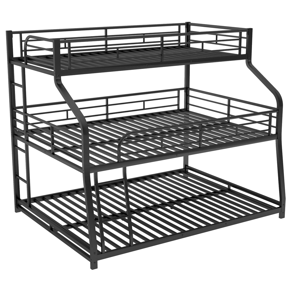 Twin XL/Full XL/Queen Triple Bunk Bed with Long and Short Ladder