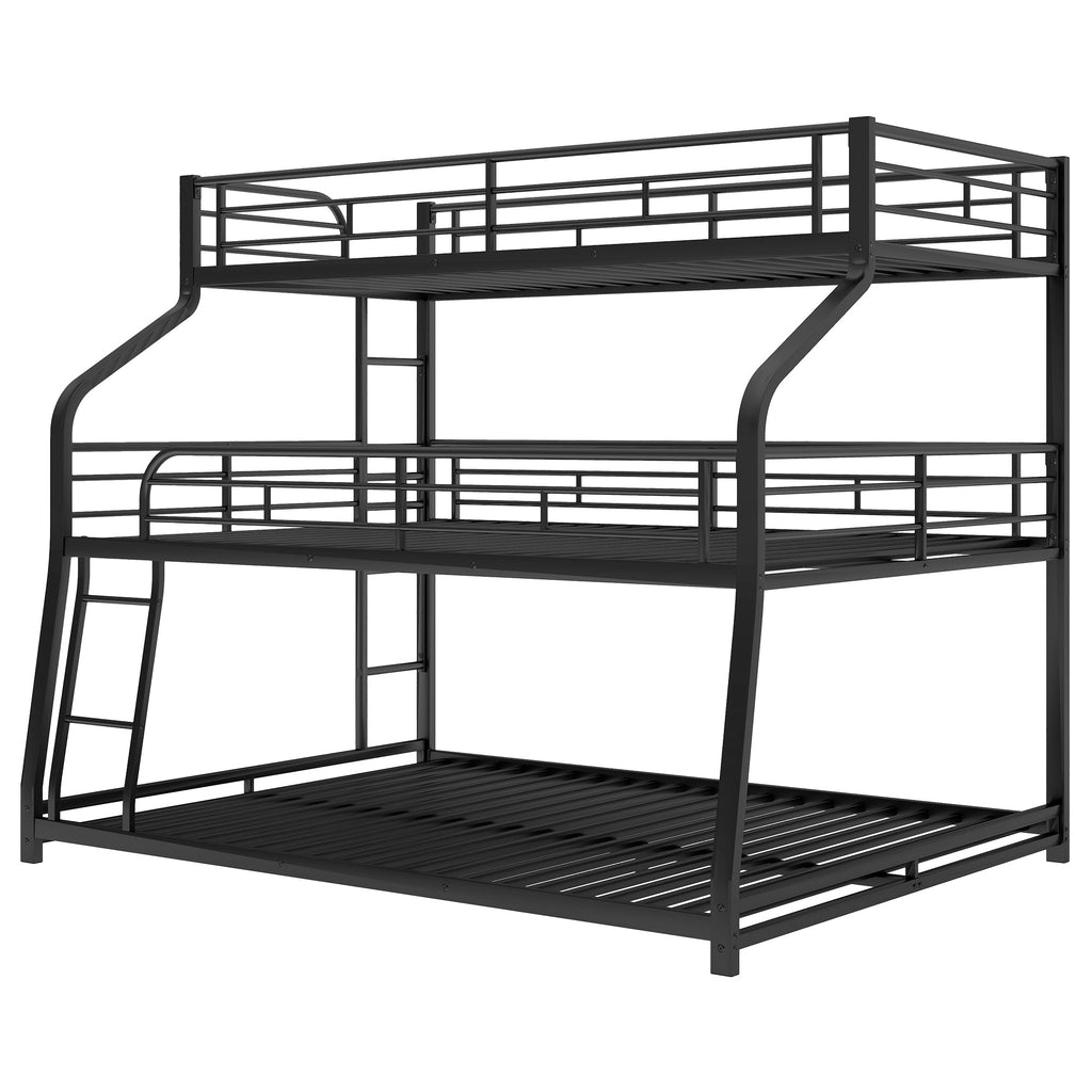 Twin XL/Full XL/Queen Triple Bunk Bed with Long and Short Ladder