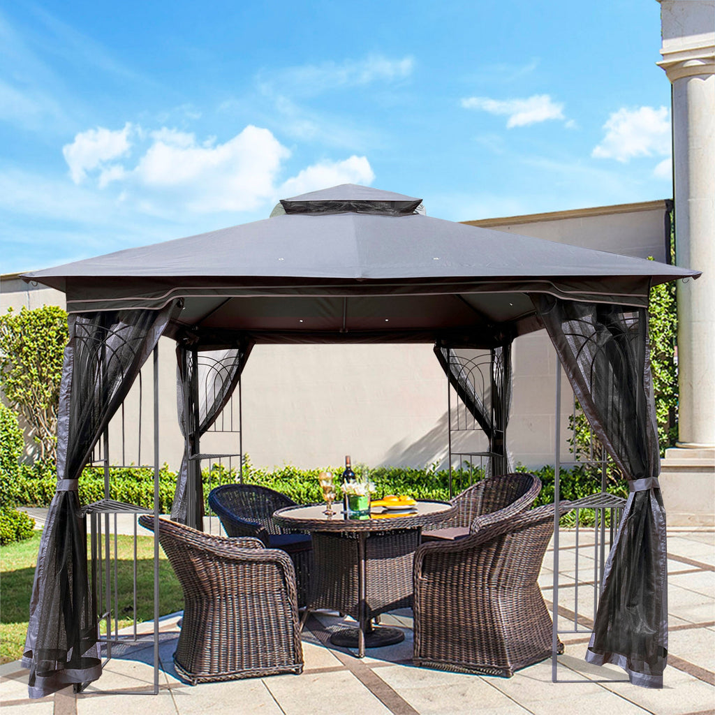 10x10 Outdoor Patio Gazebo Tent with Ventilated Double Roof