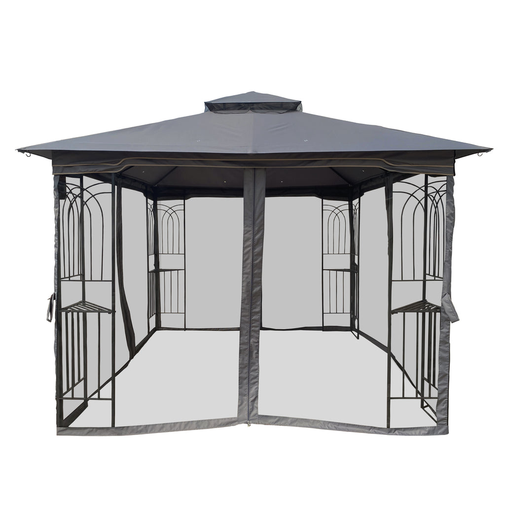 10x10 Outdoor Patio Gazebo Tent with Ventilated Double Roof