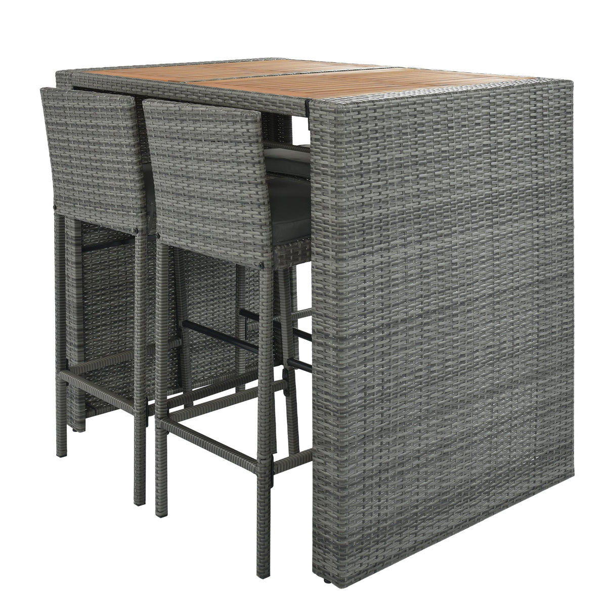 GO 5-Pieces Outdoor Patio Wicker Bar Set