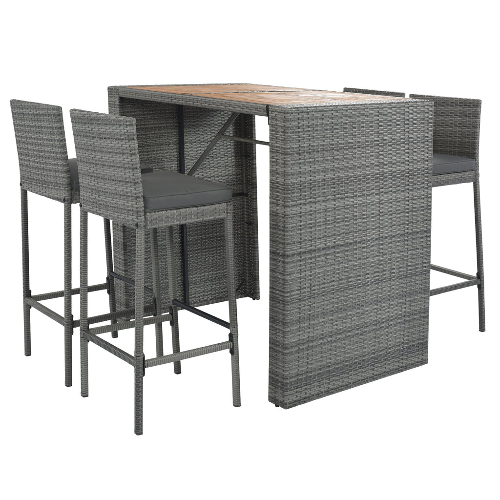 GO 5-Pieces Outdoor Patio Wicker Bar Set