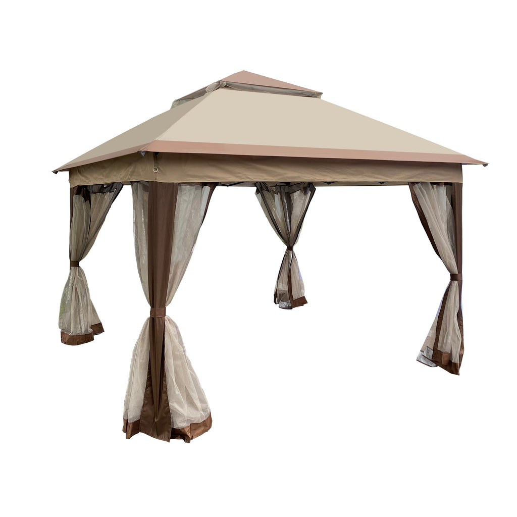 Outdoor 11x11 Ft Pop Up Gazebo Canopy With Removable Zipper Netting