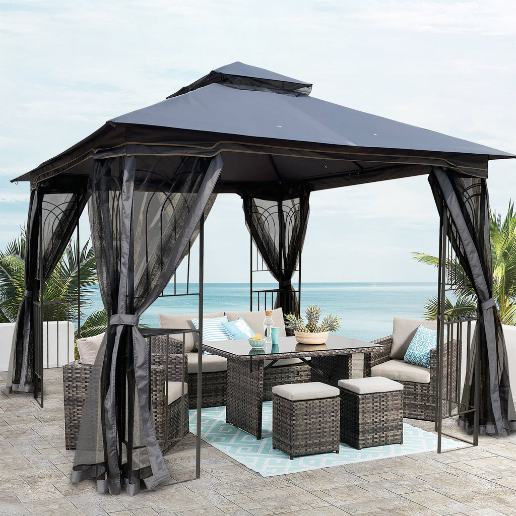 10x10 Outdoor Patio Gazebo Tent with Ventilated Double Roof