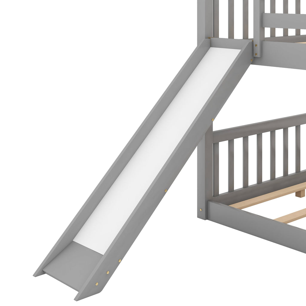 Full Over Full Bunk Bed with Convertible Slide and Ladder
