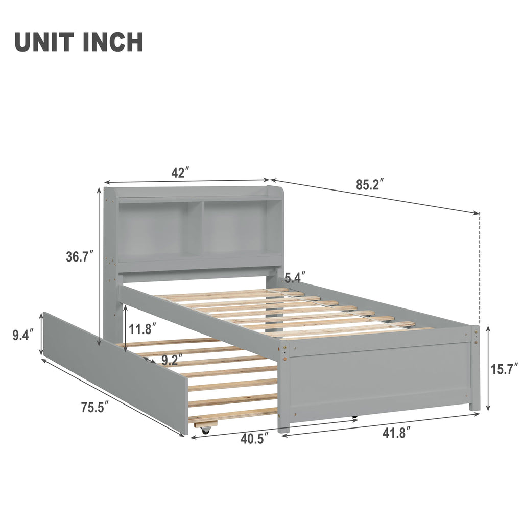 Twin Bed with Trundle and Bookcase