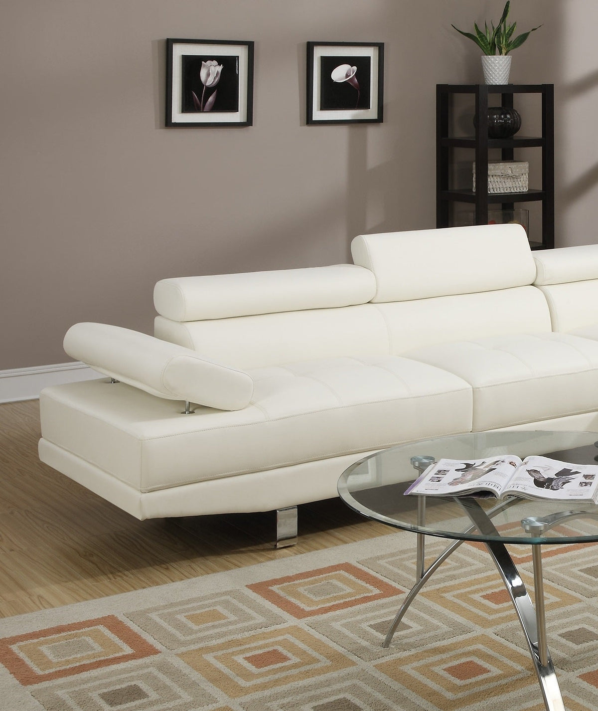 White Color Sectional Living Room Furniture