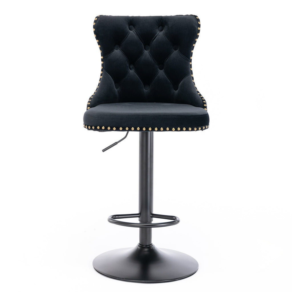 A&A Furniture Swivel Velvet Barstools
