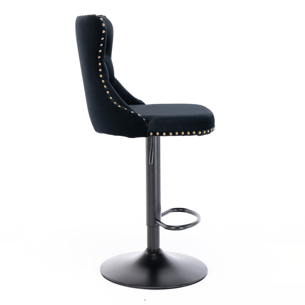 A&A Furniture Swivel Velvet Barstools