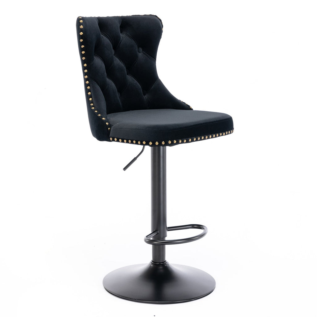 A&A Furniture Swivel Velvet Barstools