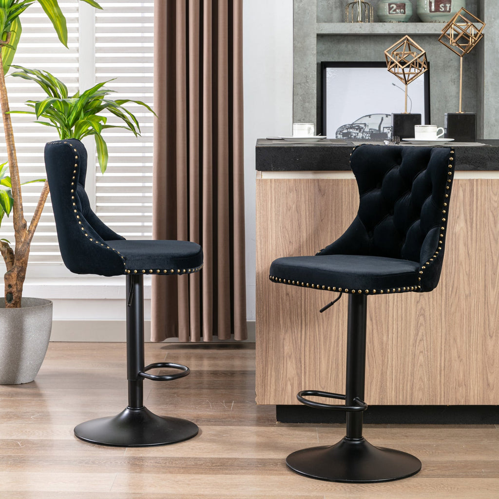 A&A Furniture Swivel Velvet Barstools