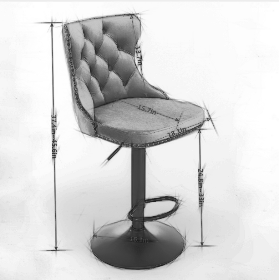 Swivel Velvet Barstools with Adjustable Seat Height