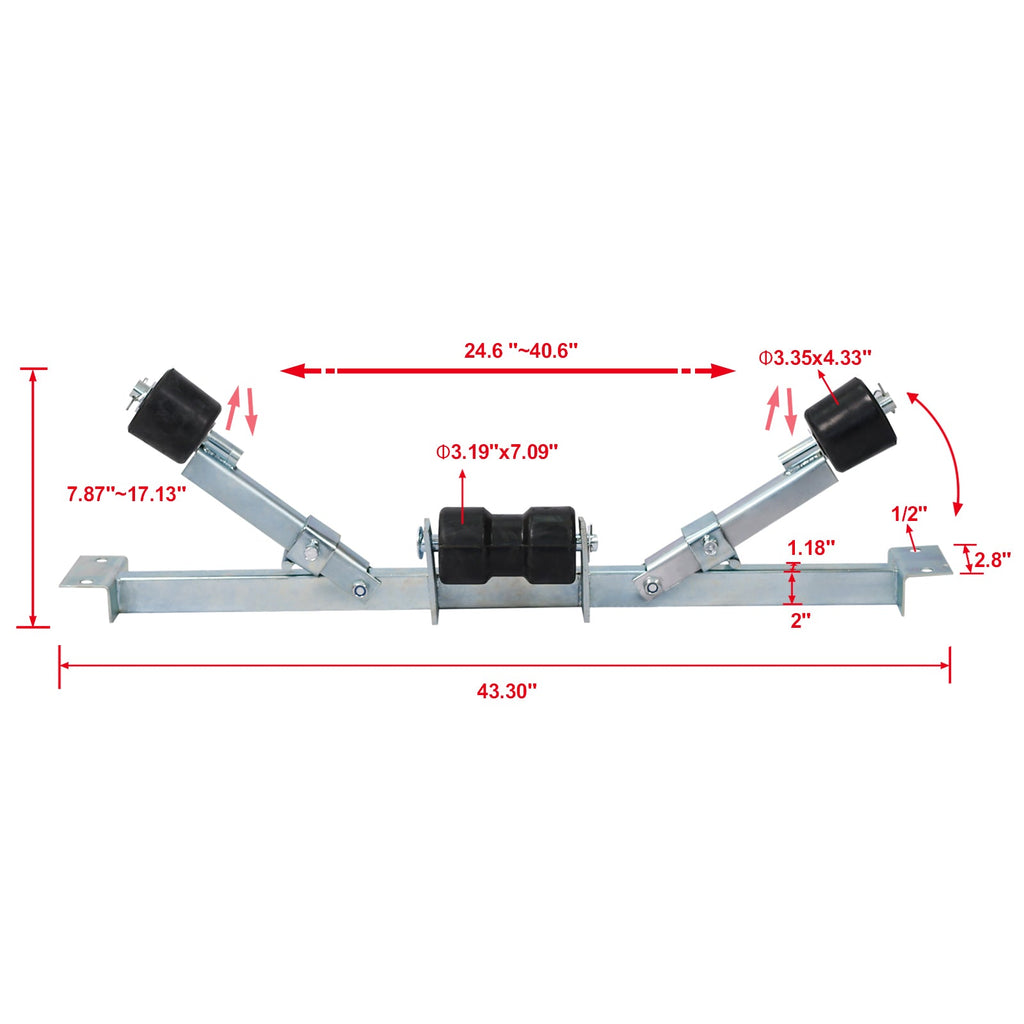 Boat Trailer Bottom Support Bracket with Keel Rollers