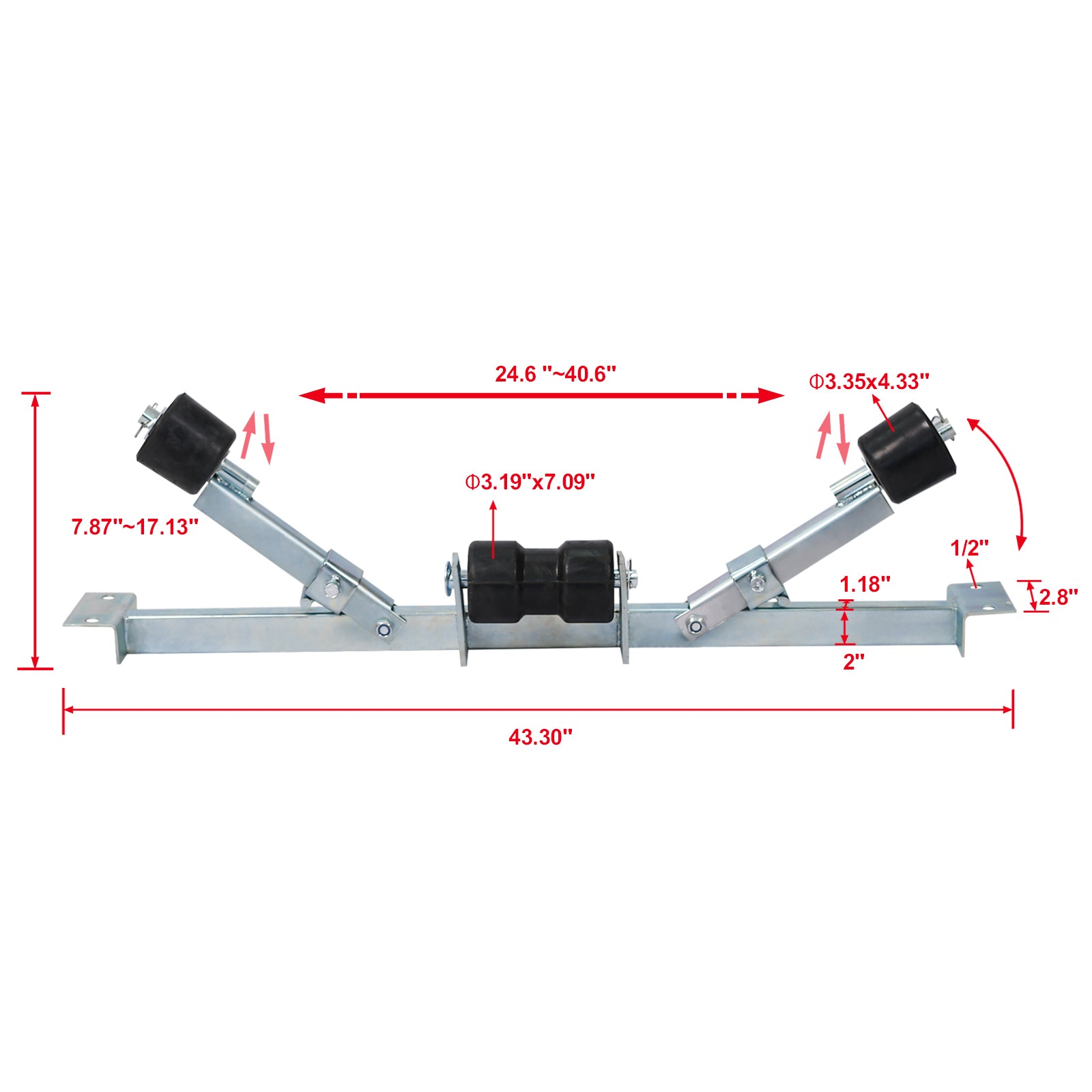 Boat Trailer Bottom Support Bracket with Keel Rollers