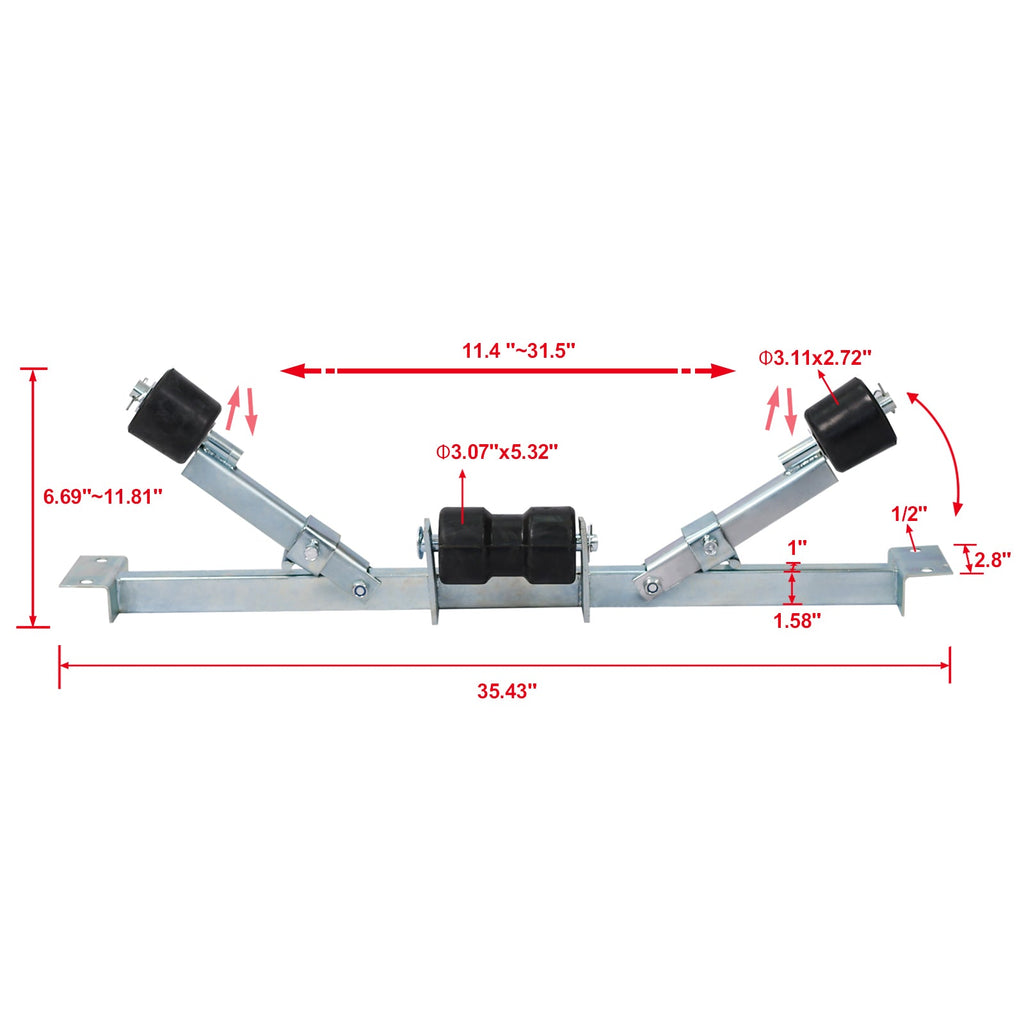 Boat Trailer Bottom Support Bracket with Keel Rollers