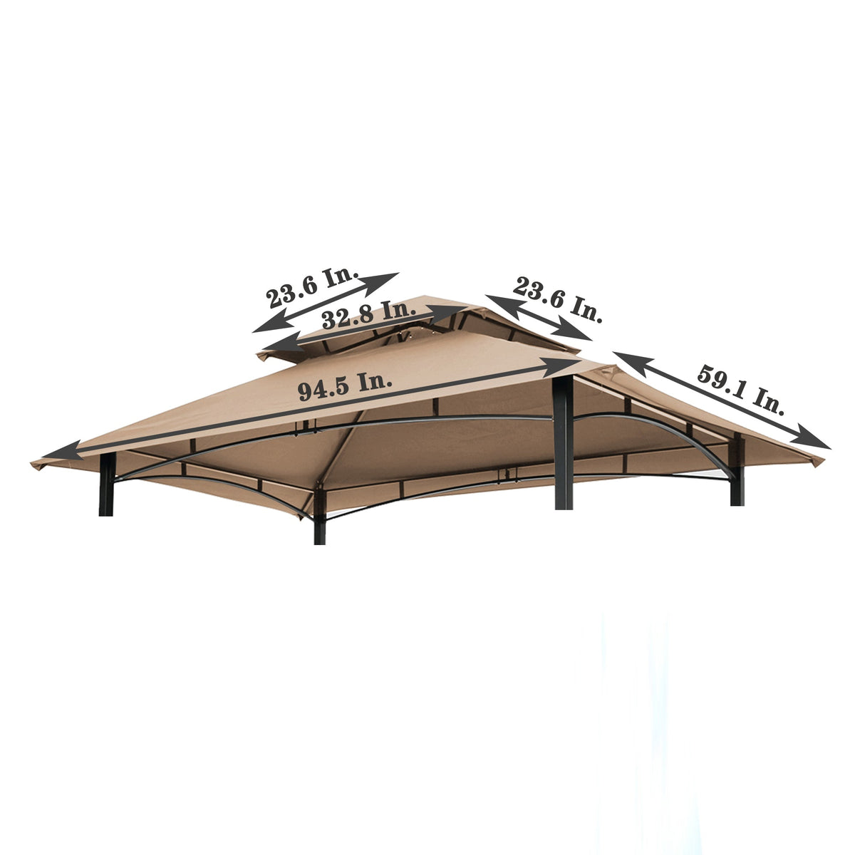 8x5Ft Grill Gazebo Replacement Canopy, Double Tiered BBQ Tent Roof Top Cover
