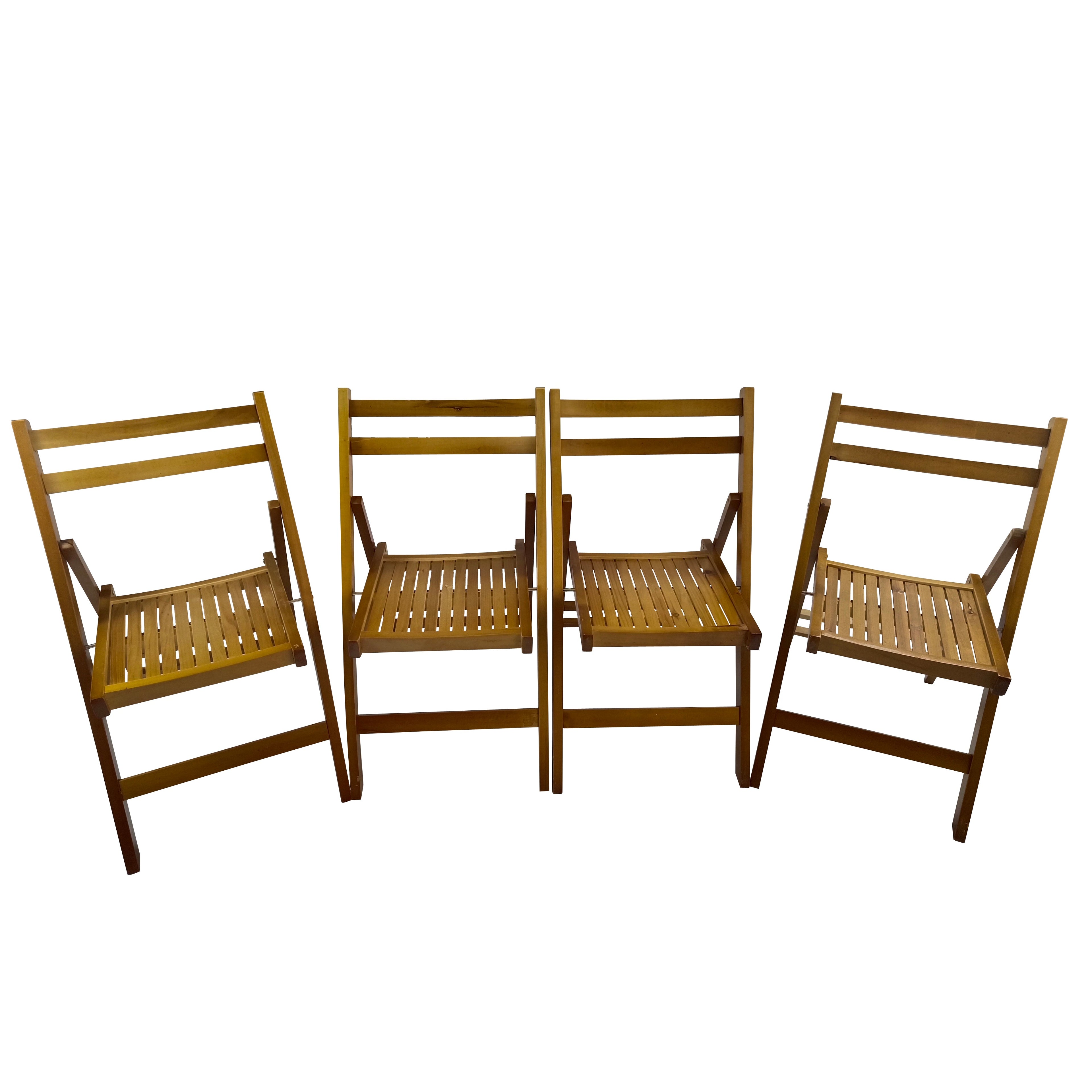Furniture Slatted Wood Folding Special Event Chair - Set of 4