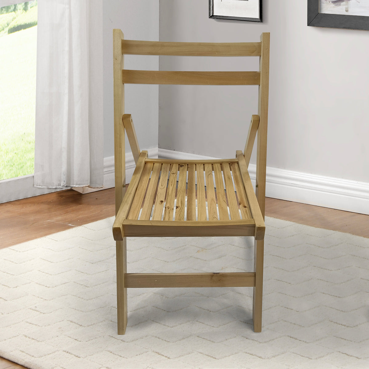Slatted Wood Folding Chairs - Set of 4