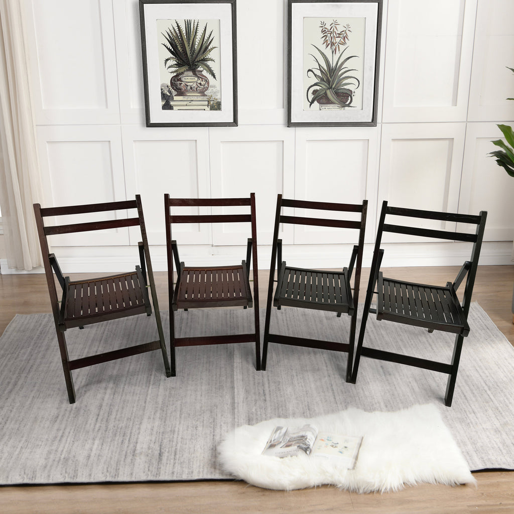 Furniture Slatted Wood Folding Special Event Chair - Cherry, Set of 4