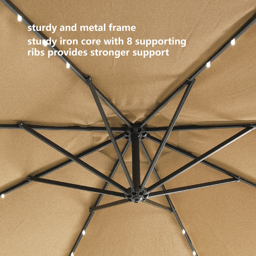 10 FT Solar LED Patio Outdoor Umbrella