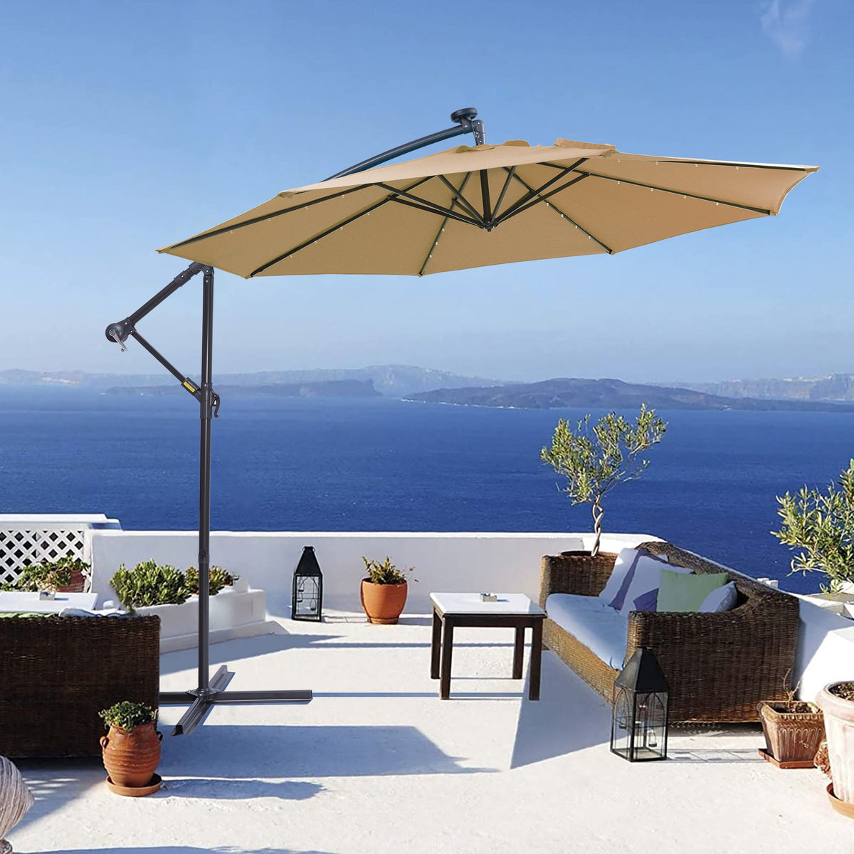 10 FT Solar LED Patio Outdoor Umbrella