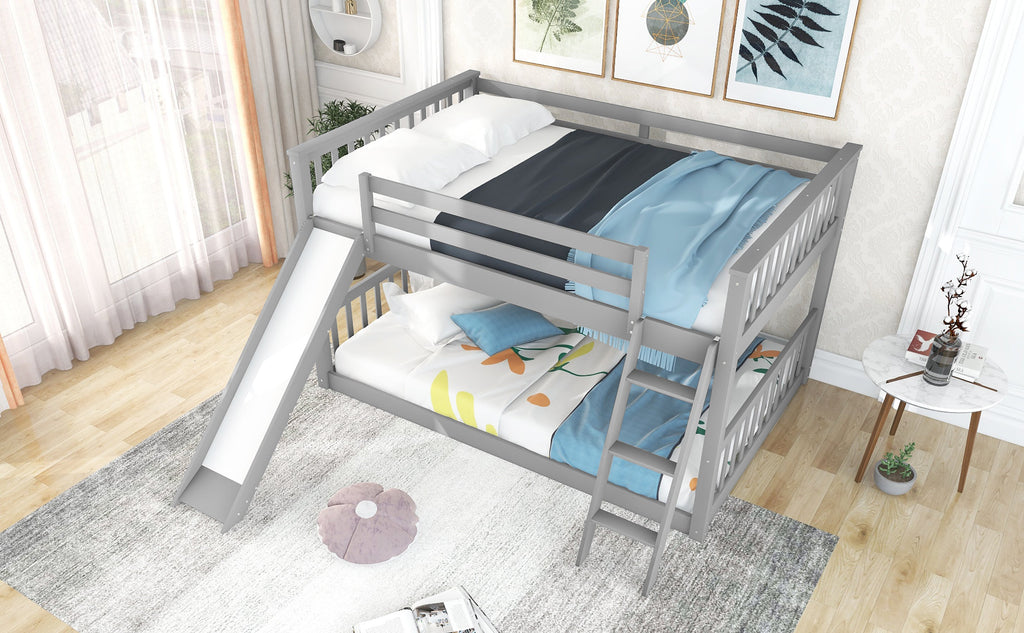 Full Over Full Bunk Bed with Convertible Slide and Ladder