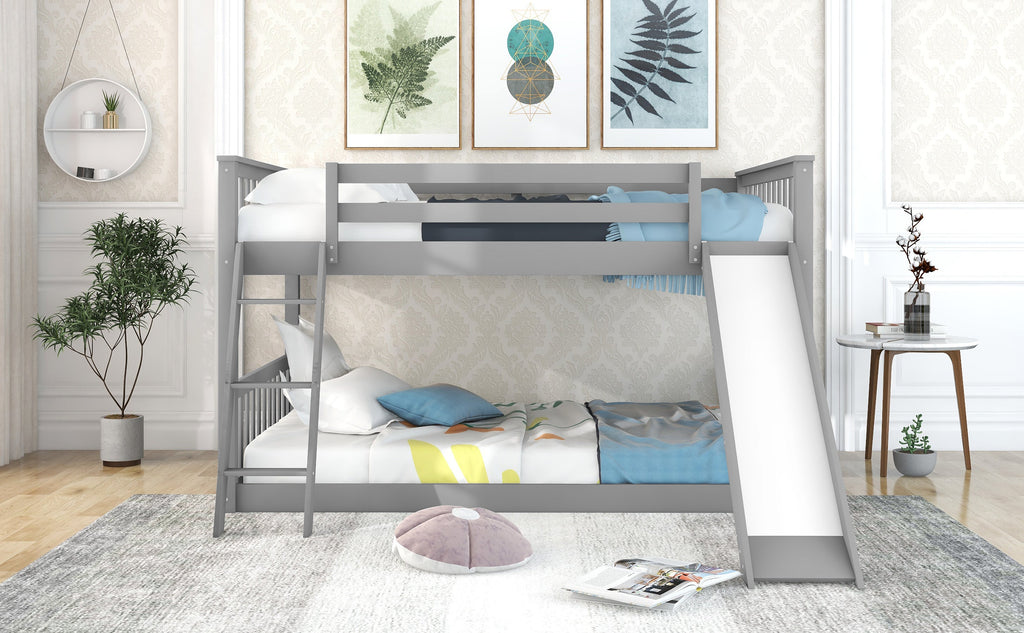 Full Over Full Bunk Bed with Convertible Slide and Ladder