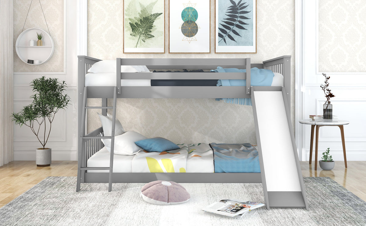 Full Over Full Bunk Bed with Convertible Slide and Ladder
