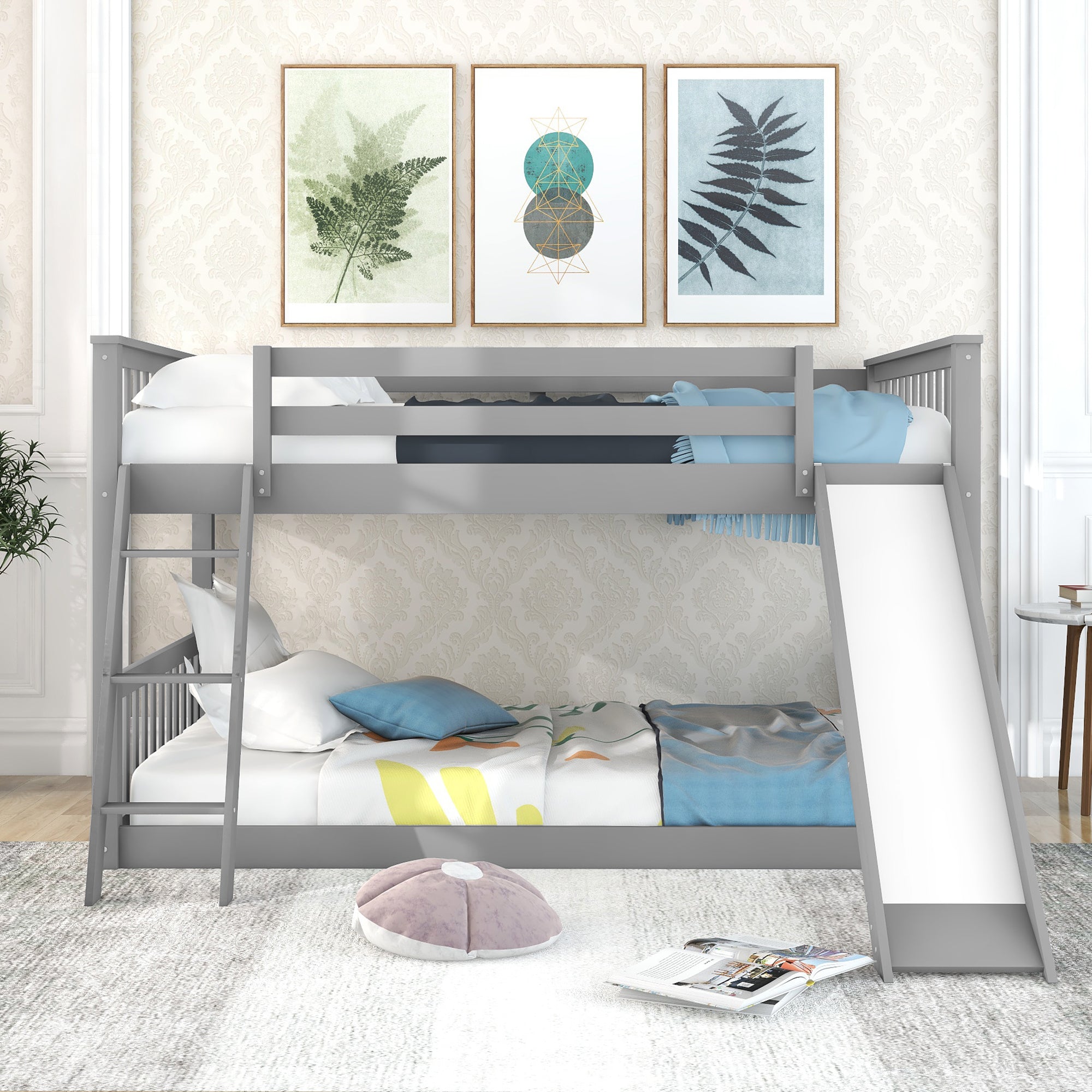 Full Over Full Bunk Bed with Convertible Slide and Ladder