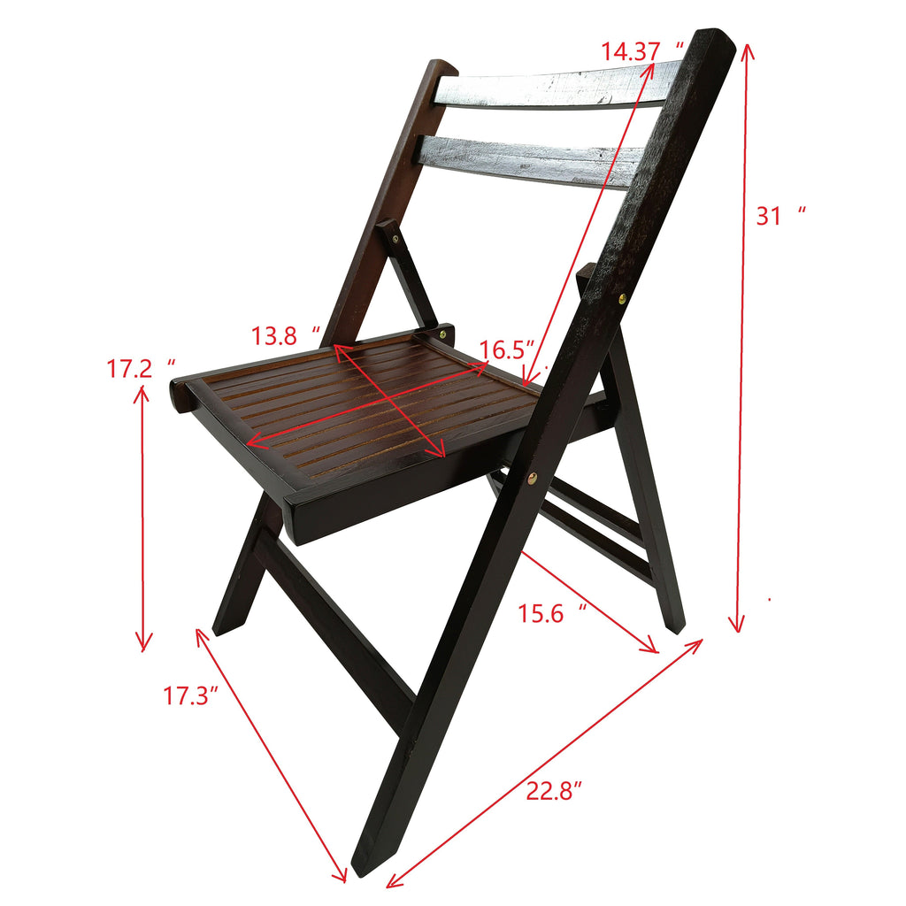 Furniture Slatted Wood Folding Special Event Chair - Cherry, Set of 4