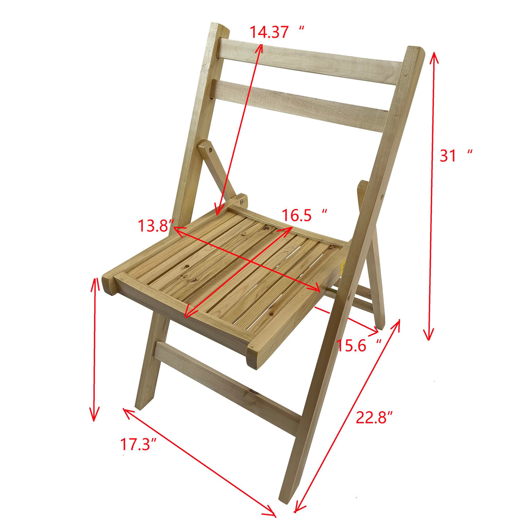 Slatted Wood Folding Chairs - Set of 4