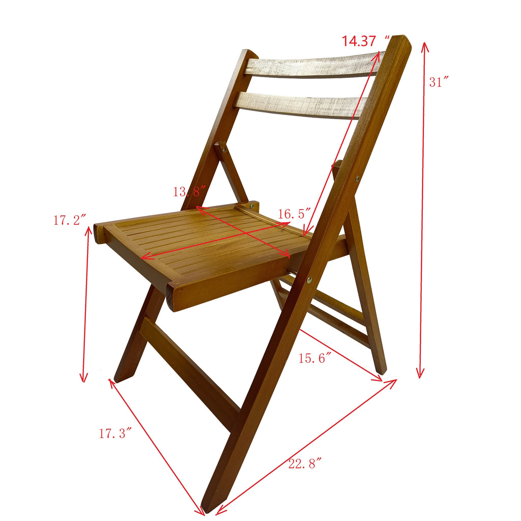 Furniture Slatted Wood Folding Special Event Chair - Set of 4