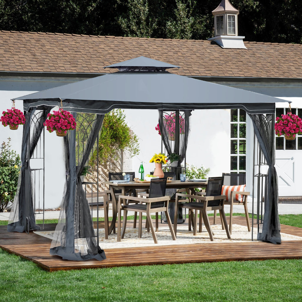 10x10 Outdoor Patio Gazebo Tent with Ventilated Double Roof