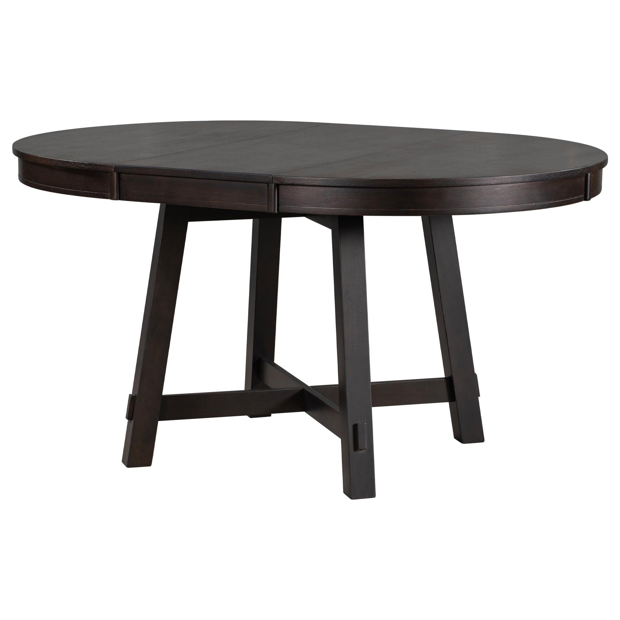 TREXM Farmhouse Round Extendable Dining Table with 16" Leaf