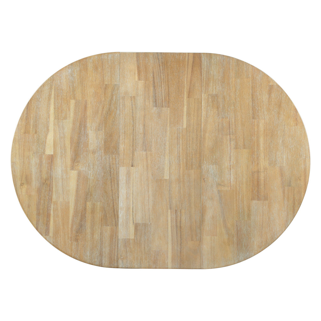 TREXM Farmhouse Round Extendable Dining Table