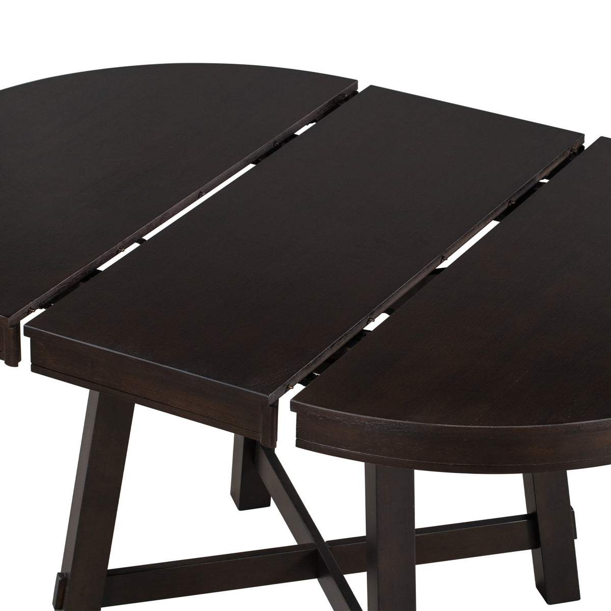 TREXM Farmhouse Round Extendable Dining Table with 16" Leaf