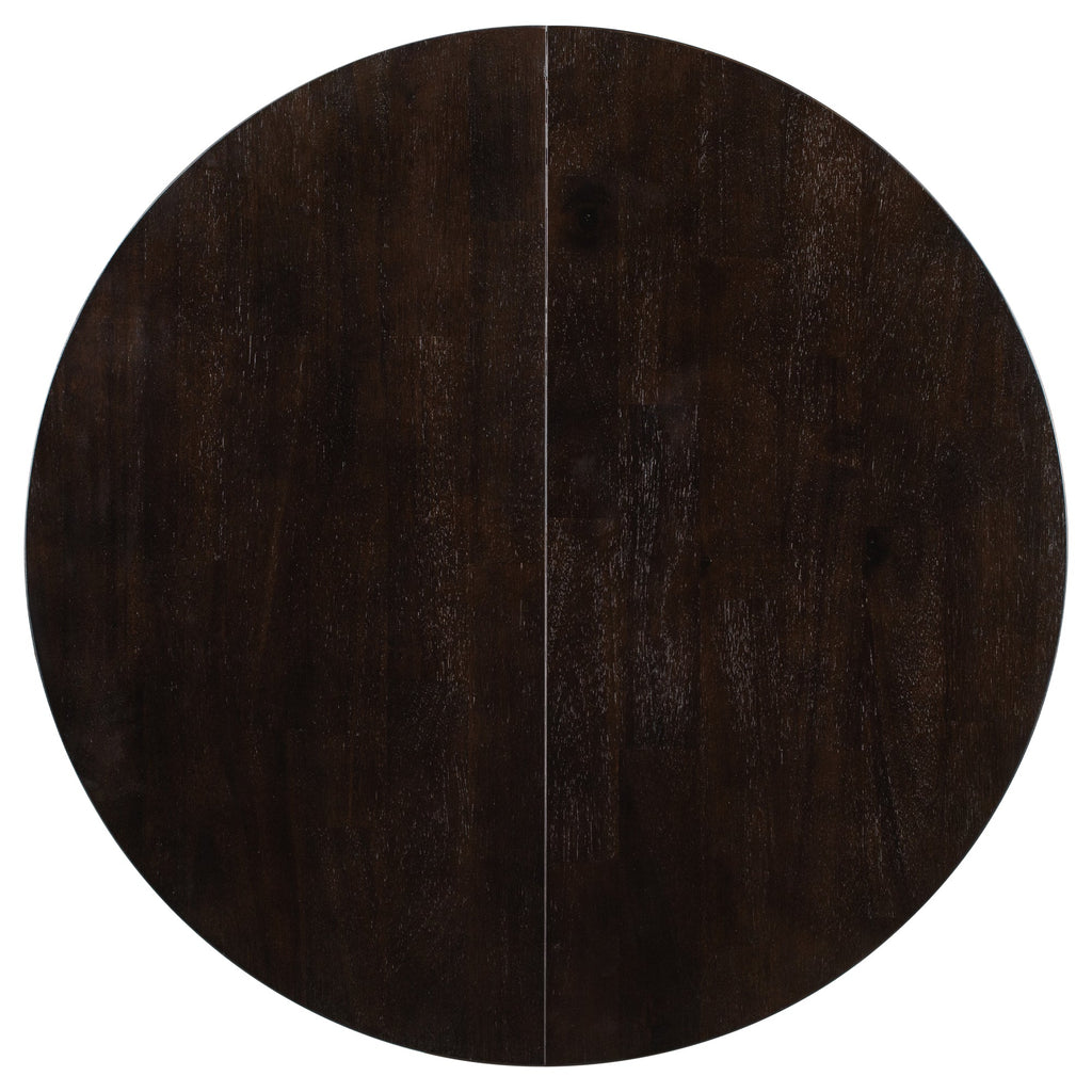 TREXM Farmhouse Round Extendable Dining Table with 16" Leaf