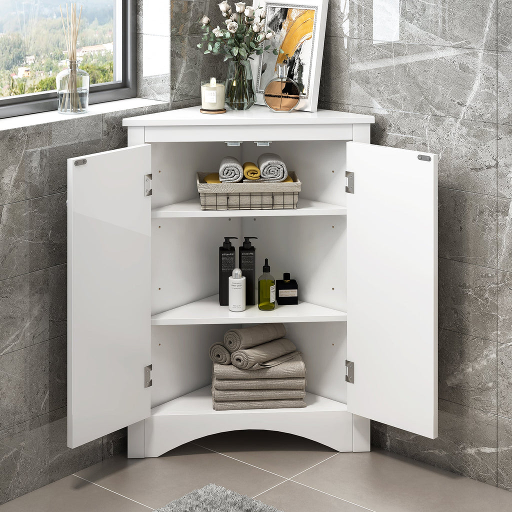 White Triangle Bathroom Storage Cabinet