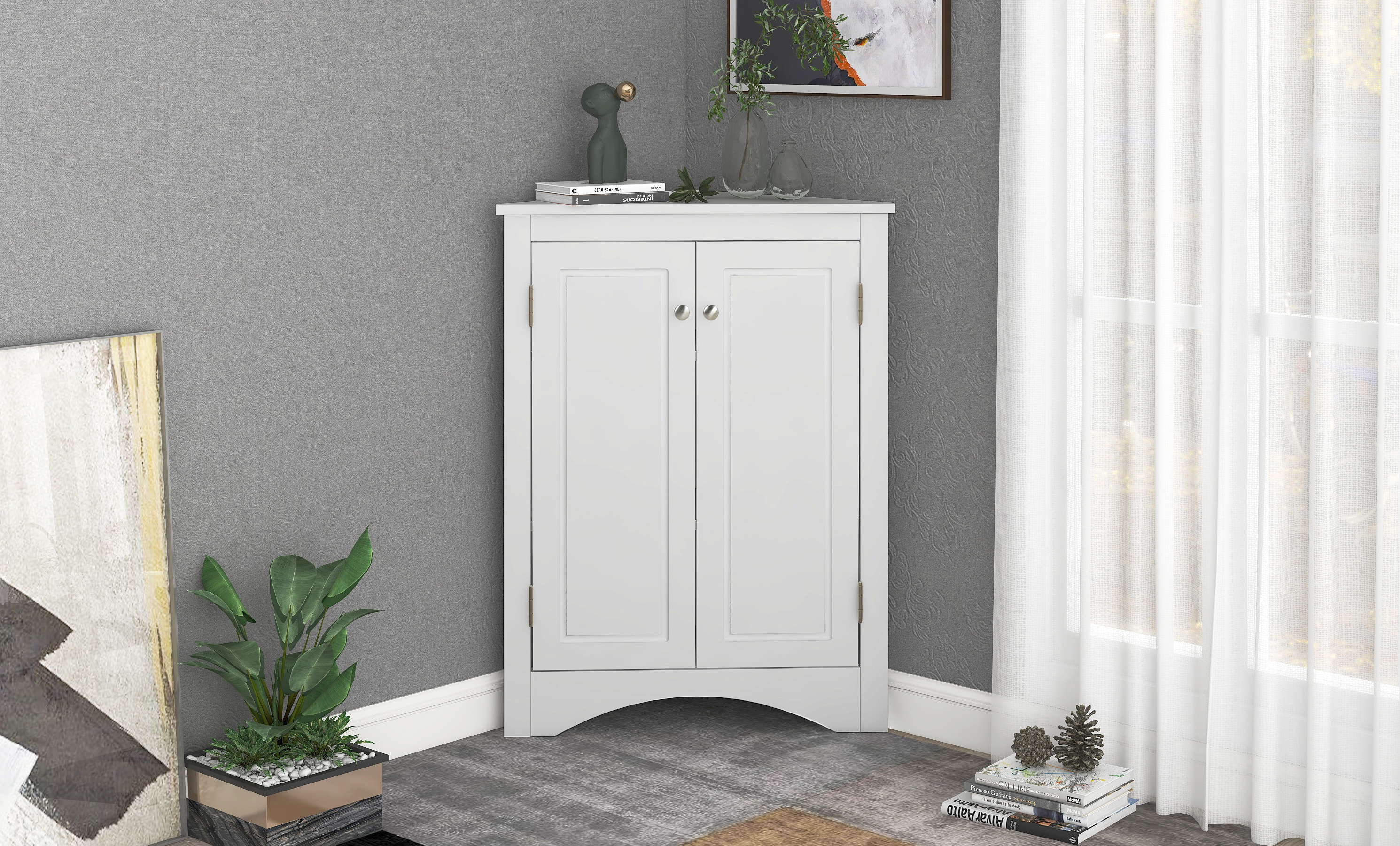 White Triangle Bathroom Storage Cabinet