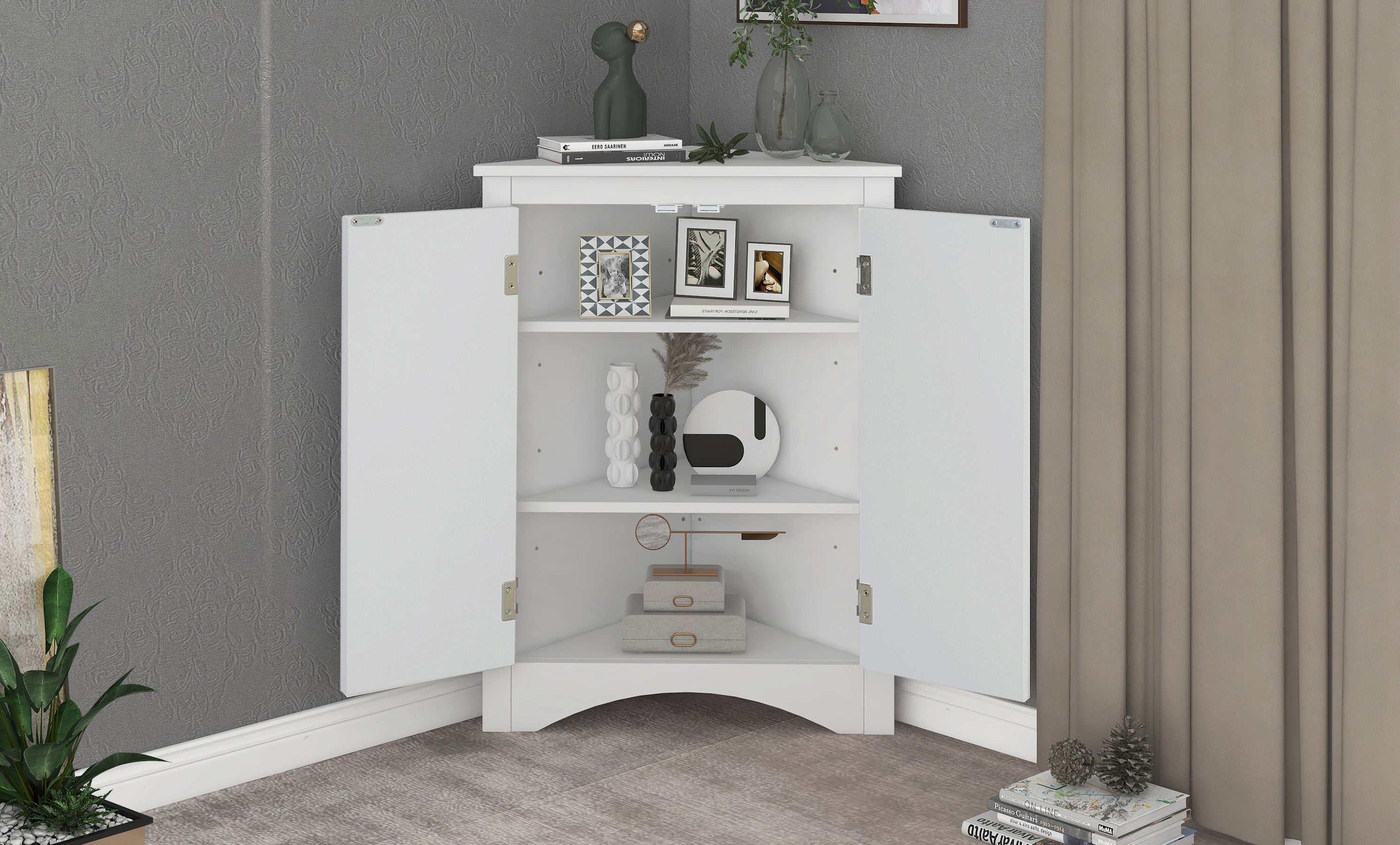 White Triangle Bathroom Storage Cabinet