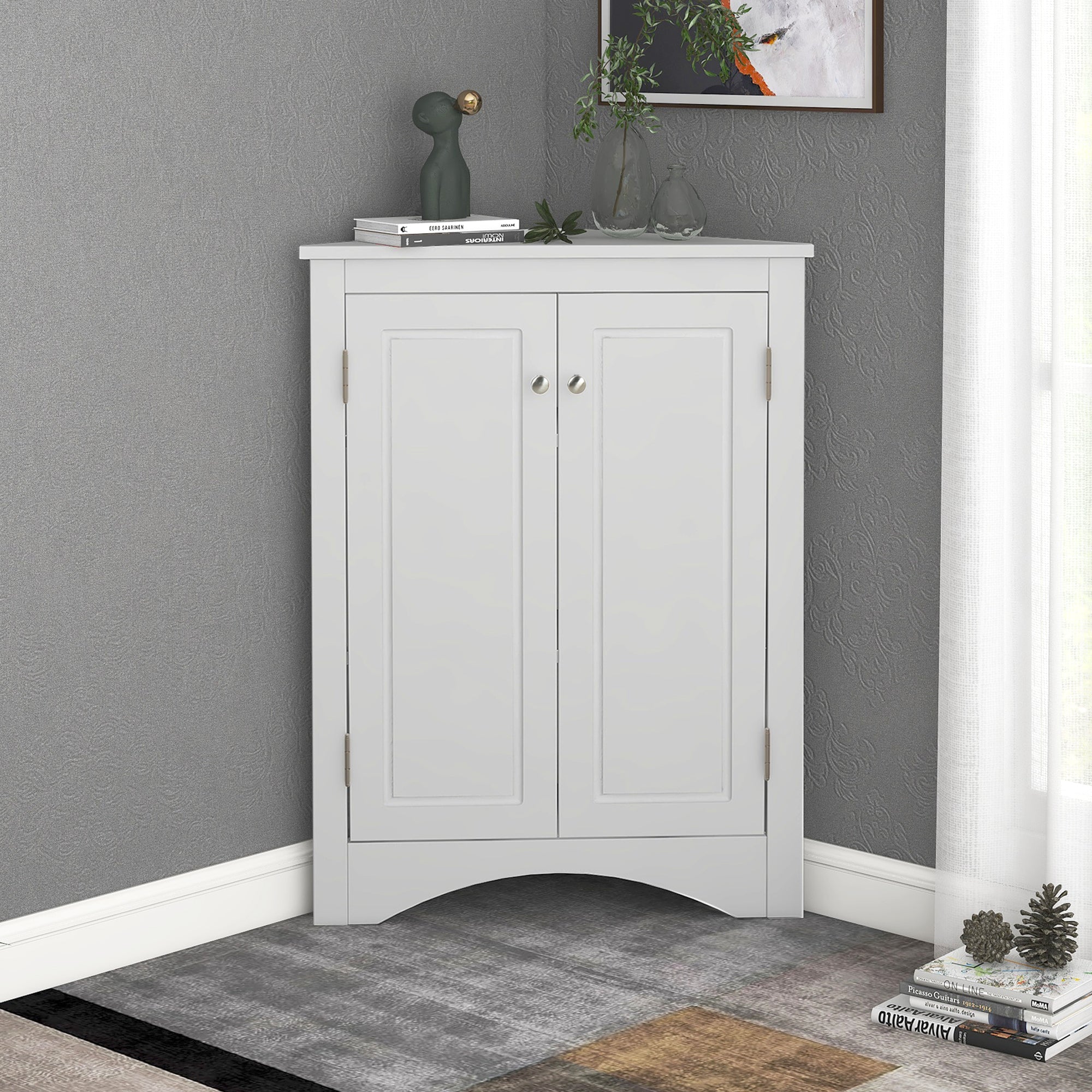White Triangle Bathroom Storage Cabinet
